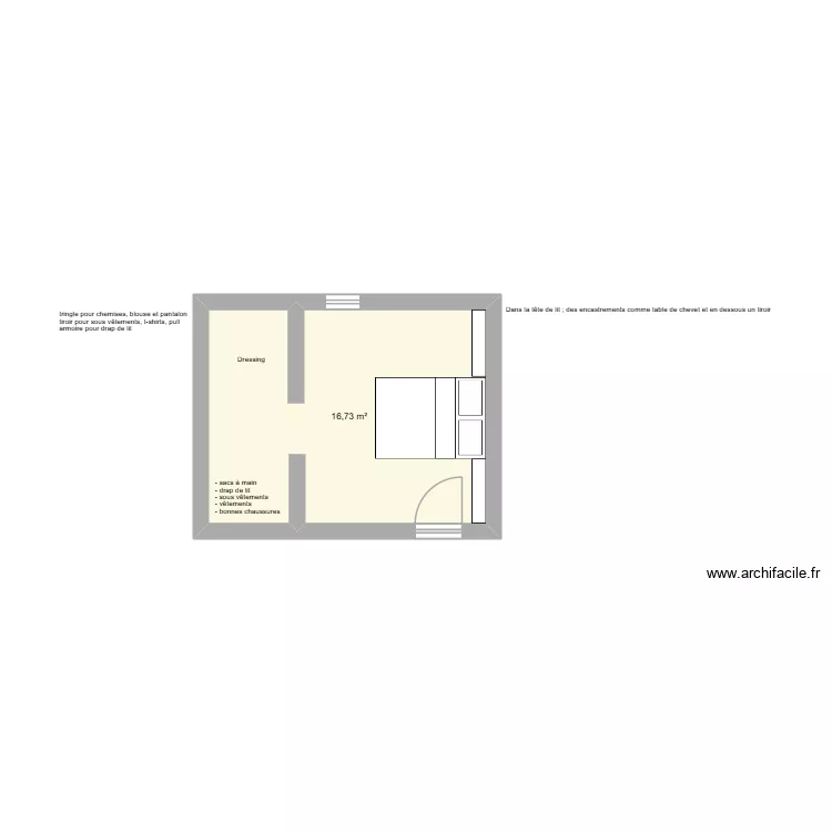 Chambre parentale. Plan de 