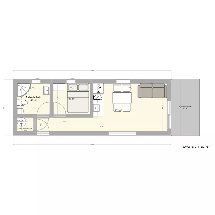 Chalet (avec chambre). Plan de 4 et 29 m² Chalet (avec chambre). Plan de 4 et 29 m²