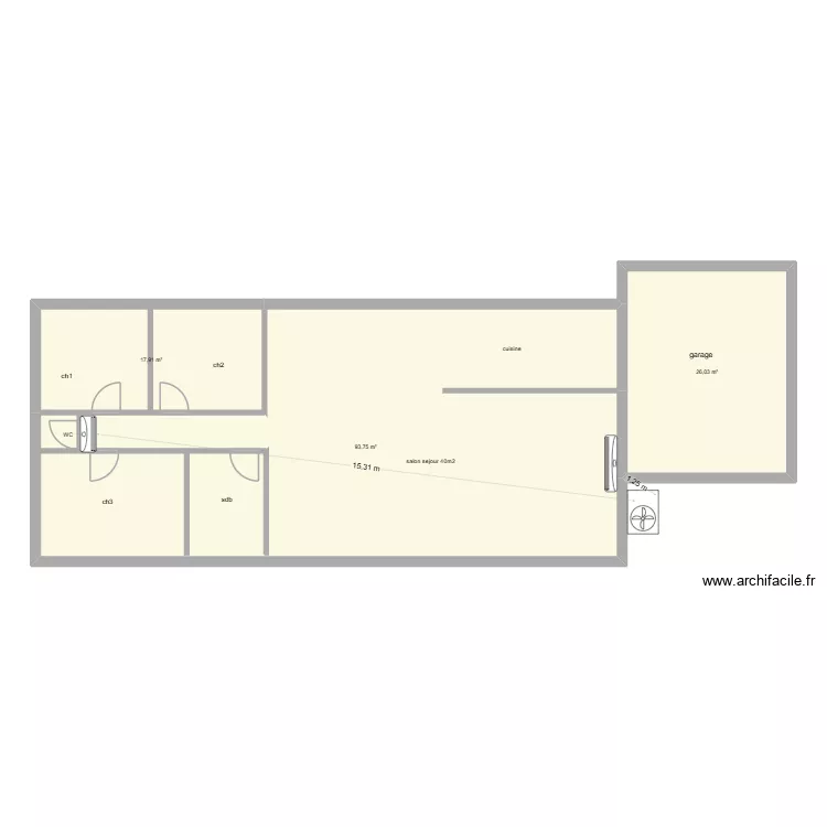 Lefort. Plan de 3 Pièces et 138 m²