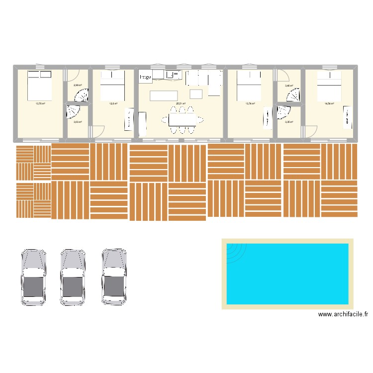 premier test. Plan de 9 pièces et 93 m2