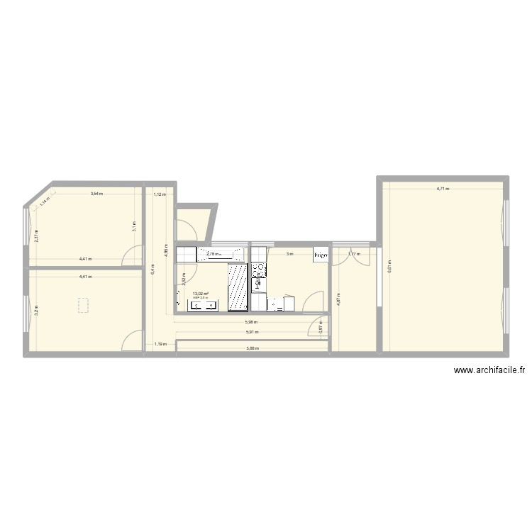 Ms VAURES Ap II. Plan de 9 pièces et 98 m2