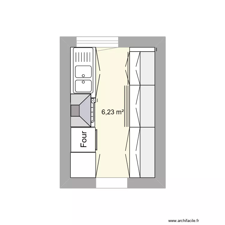 Cuisine Issoire. Plan de 1  et 6 m²