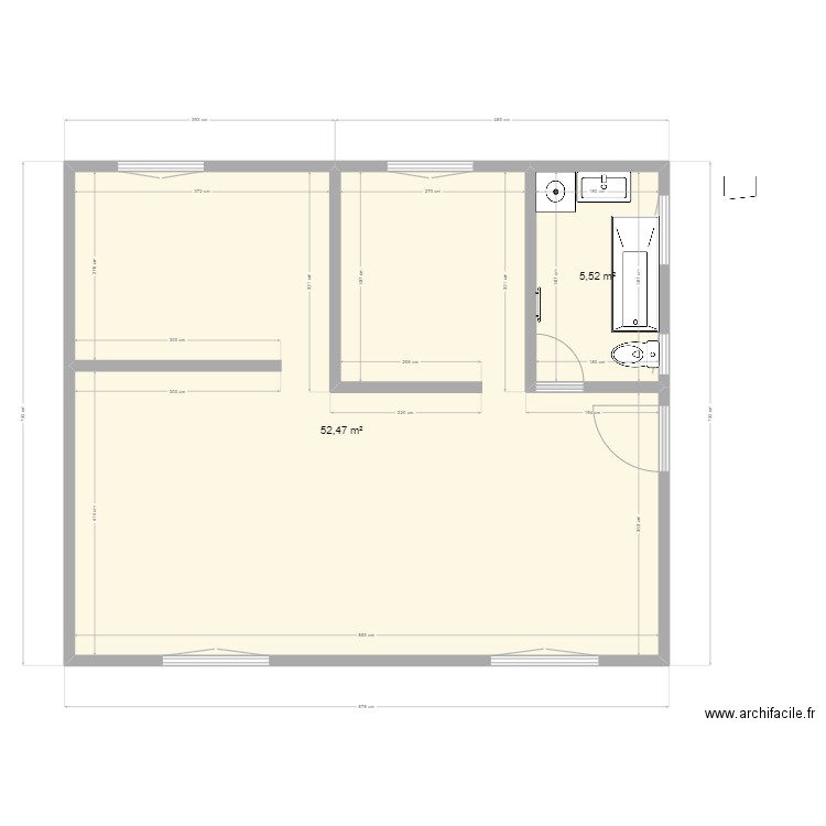 Maison Francières 2. Plan de 2 pièces et 58 m2