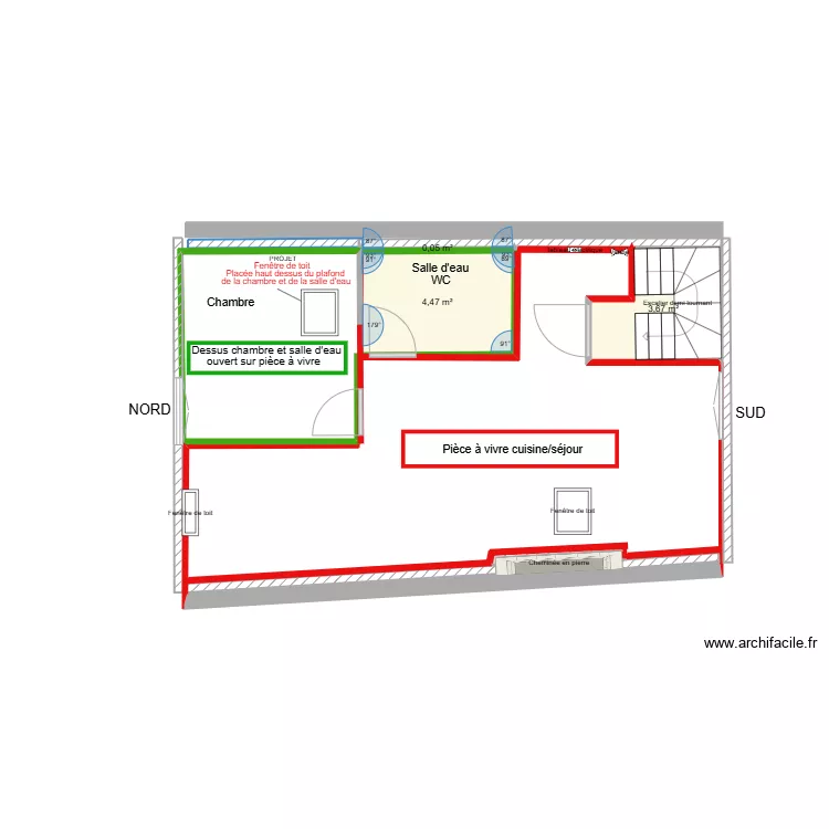 Appartement 3ème étage projet 3ème fenêtre de toit. Plan de Appartement 3ème étage projet 3ème fenêtre de toit. Plan de