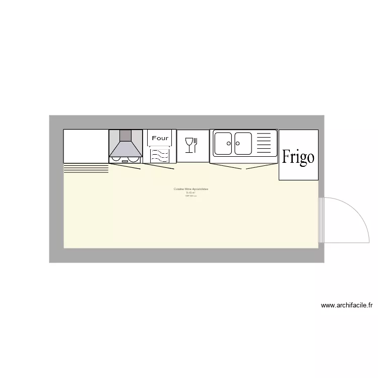 cuisine apostolidesss. Plan de 1  et 9 m²