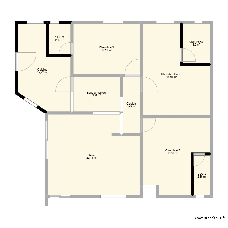 3-Plan Villa Elisabeth Modifiée. Plan de 14 pièces et 277 m2