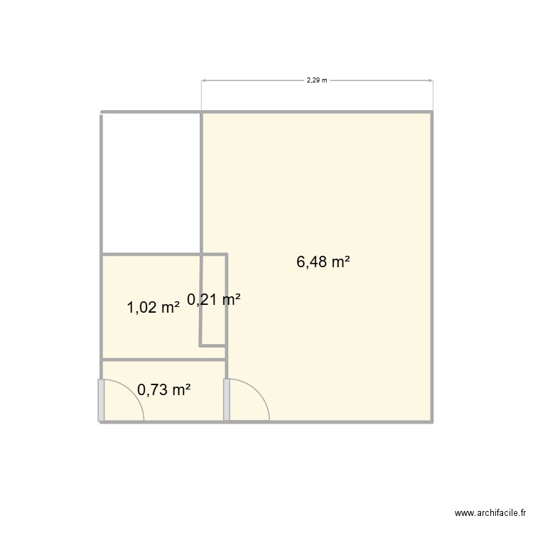SDB. Plan de 4 pièces et 8 m2