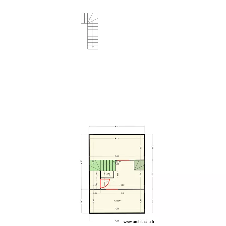 1er étage. Plan de 2 et 26 m² 1er étage. Plan de 2 et 26 m²