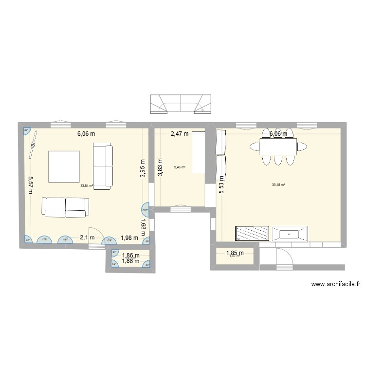 Vaugirard. Plan de 5 pièces et 80 m2