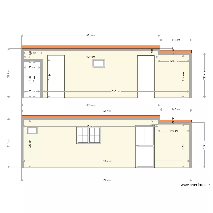 projet ali facade. Plan de 