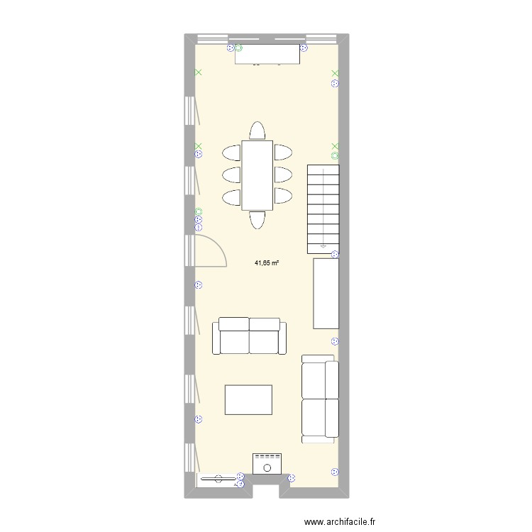 Séjour. Plan de 1 pièce et 42 m2