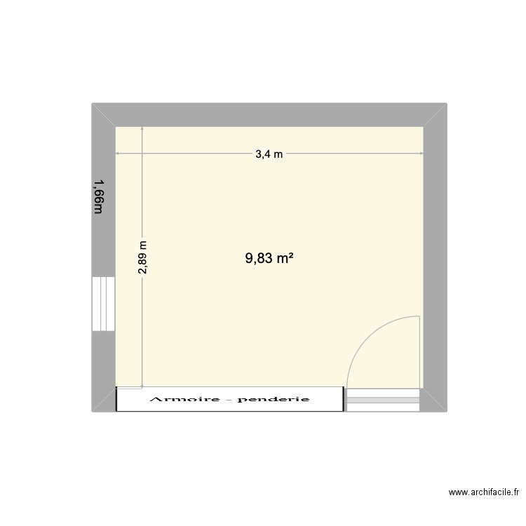 Chambre Alvarez. Plan de 1 pièce et 10 m2