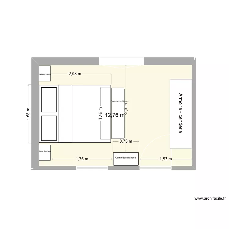 Chambre 9 CONDAT. Plan de 1  et 13 m²