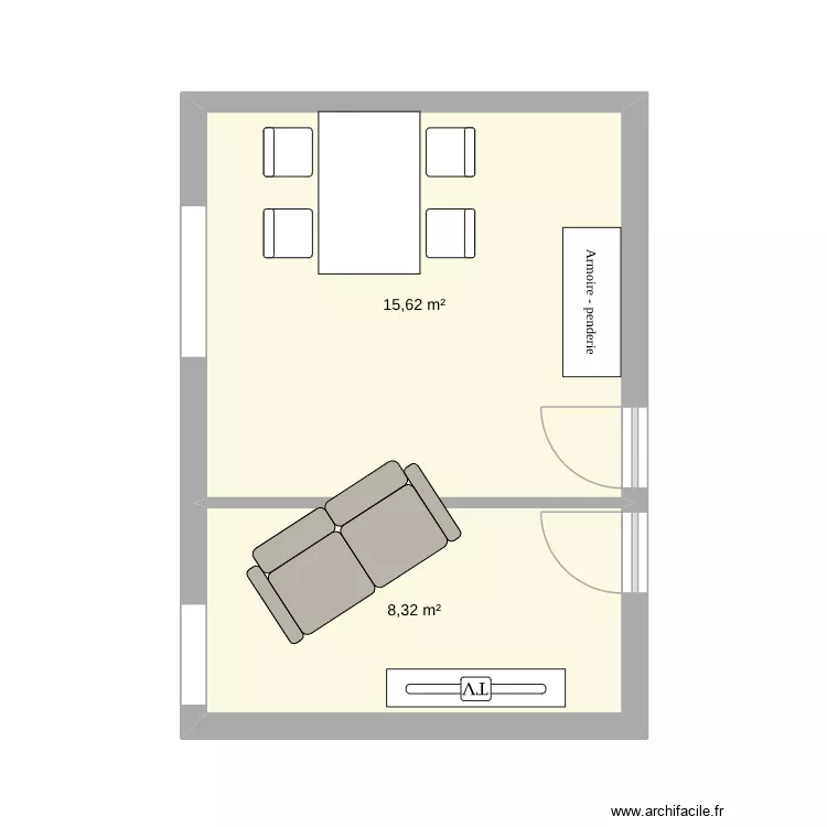 Plan appartement Chemin français. Plan de 2 et 24 m² Plan appartement Chemin français. Plan de 2 et 24 m²