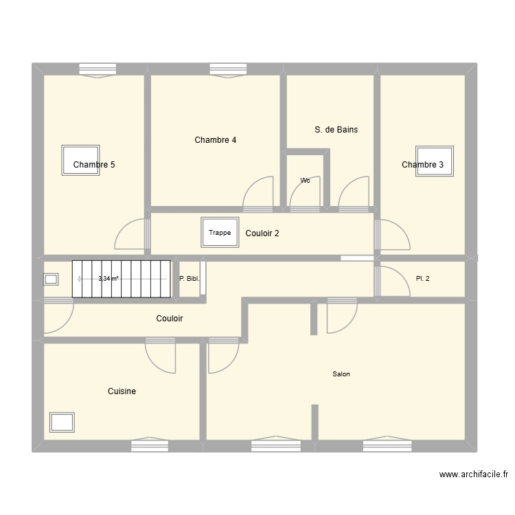 M.L. Chanut  R+2. Plan de 12 pièces et 100 m2