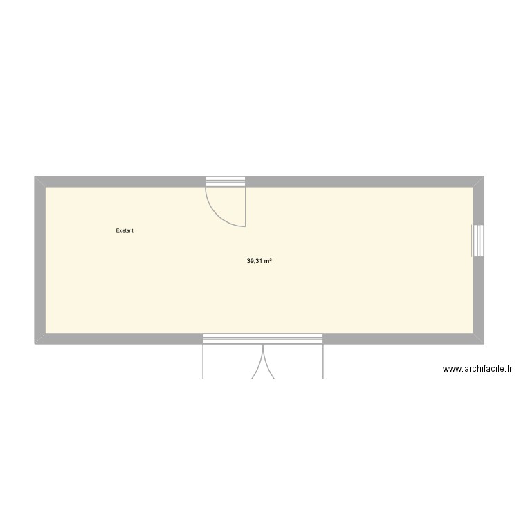 hangar existant. Plan de 1 pièce et 39 m2