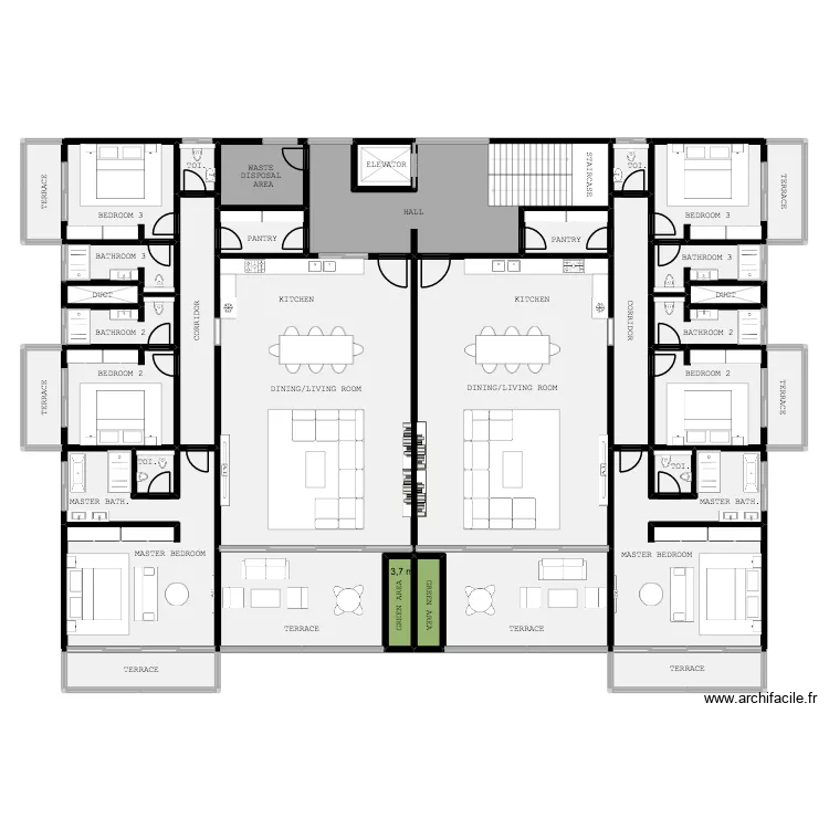 REBERO PROJECT APARTMENTS. Plan de 35  et 607 m²