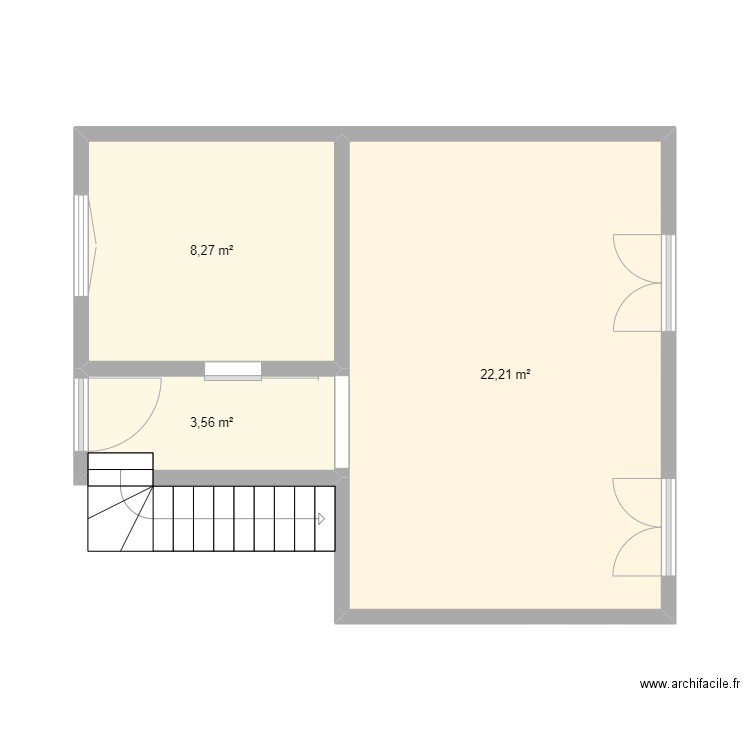 Plan RDV. Plan de 3 pièces et 34 m2