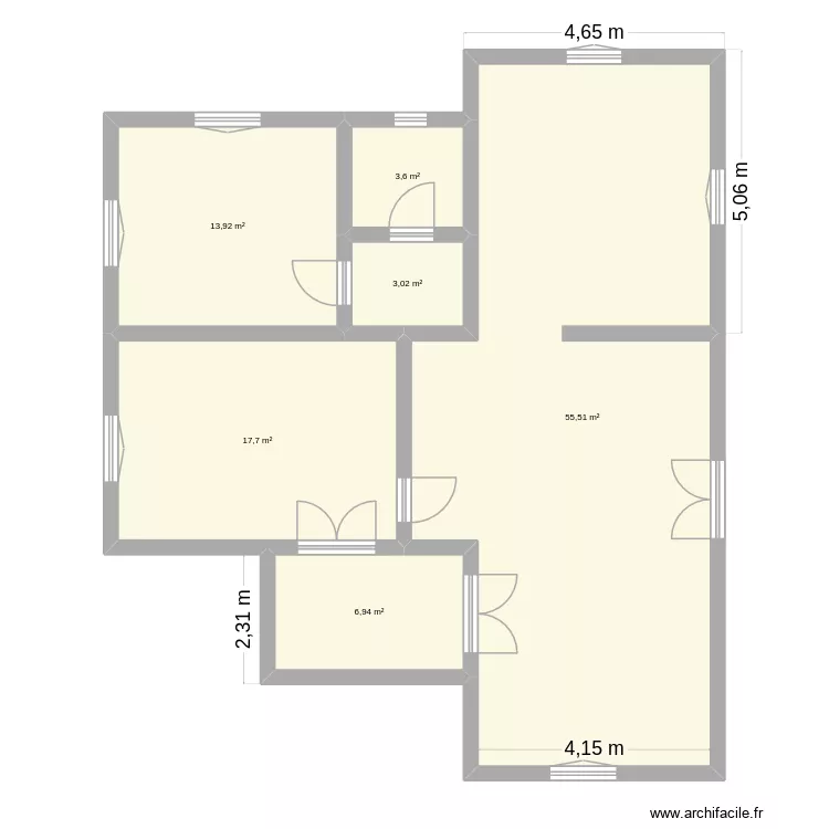 construction AA. Plan de 6  et 101 m²