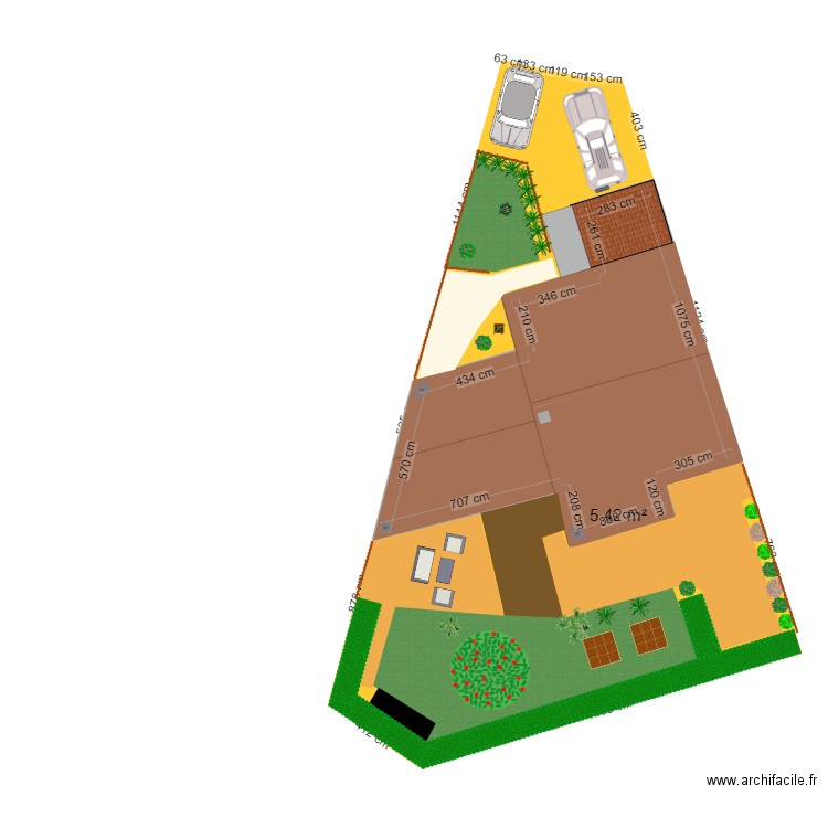 plan de masse bis. Plan de 1 pièce et 93 m2