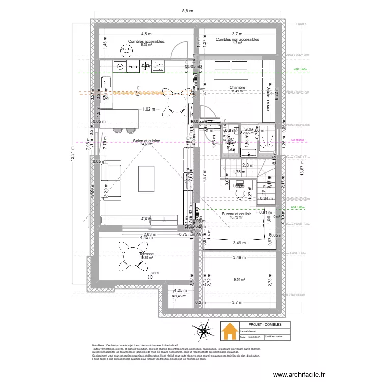 Viuz- Combles - Projet v4. Plan de 13  et 99 m²