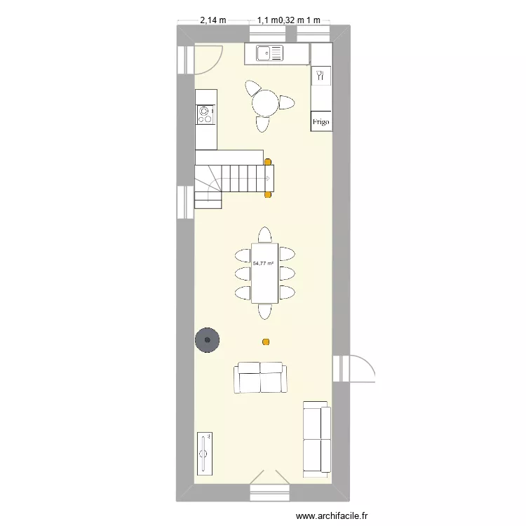 Soncourt RDC. Plan de 1  et 55 m²