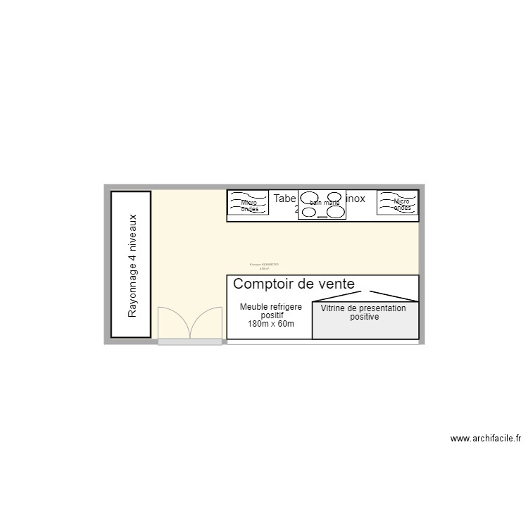 kiosque kebabtoo. Plan de 1 pièce et 4 m2