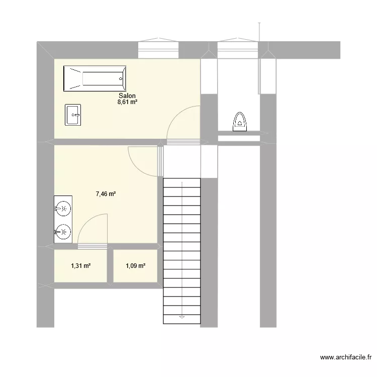 sdb toilette &agrave; modifier. Plan de 
