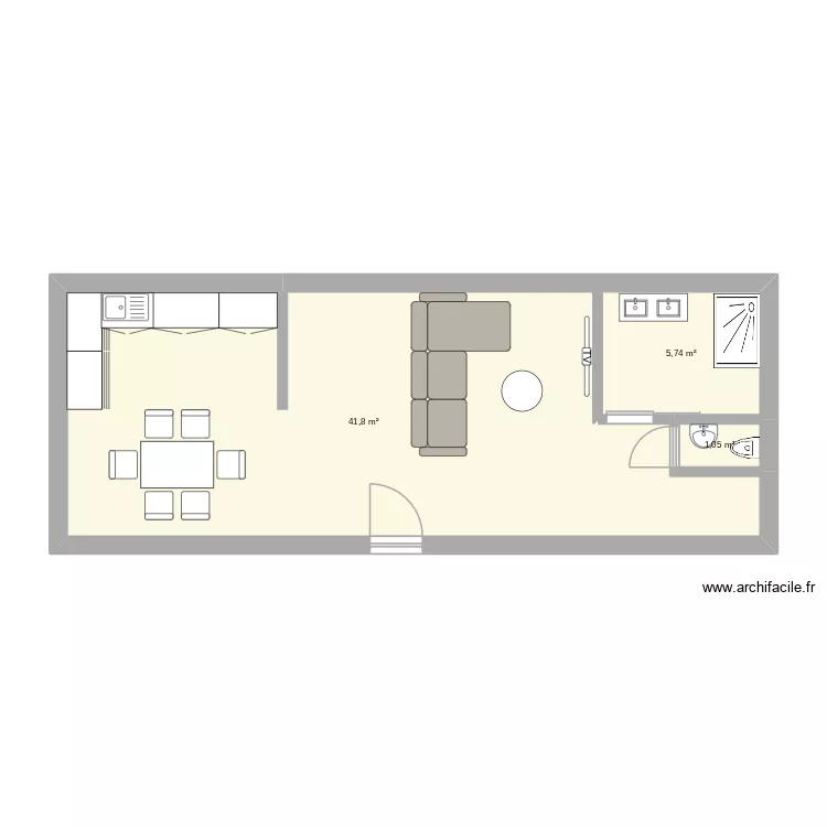 Valentin. Plan de 3 Pièces et 49 m²