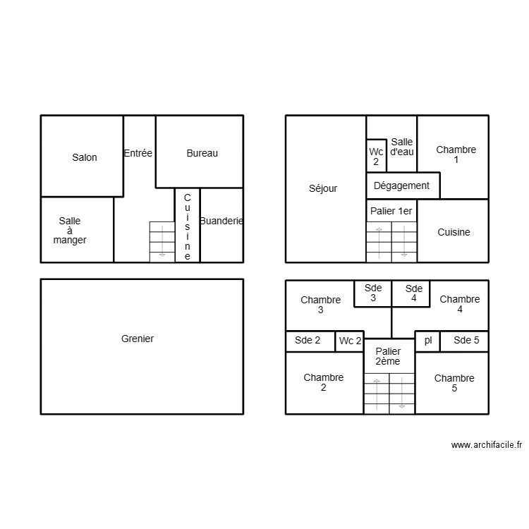 DOUARNENEZ GAUDIN. Plan de 24 pièces et 68 m2