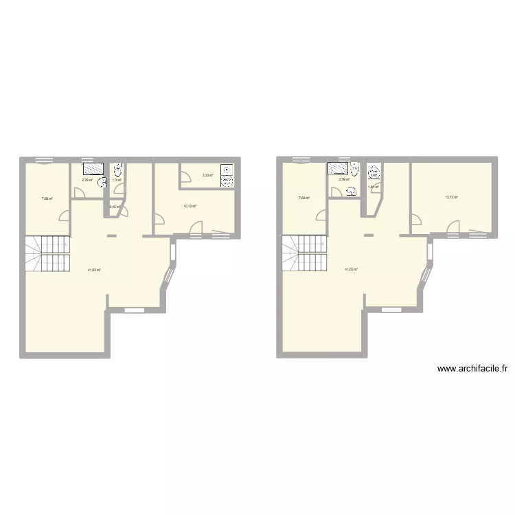 Rez de Chaussee. Plan de 12  et 134 m²