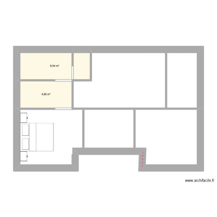 Villa GREG-GéGé 2025. Plan de 2 pièces et 65 m2