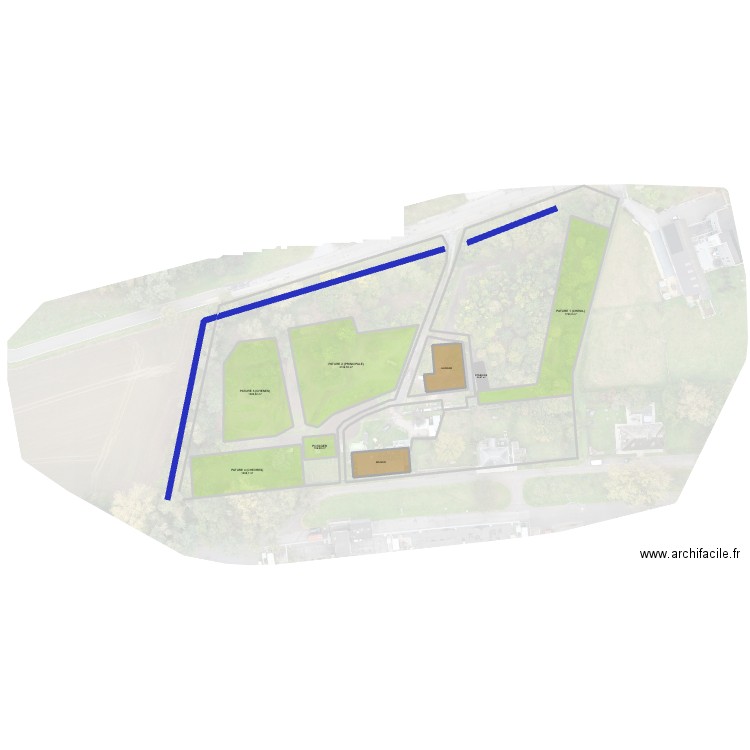 plan pistes et pature aout 2025. Plan de 9 pièces et 7880 m2