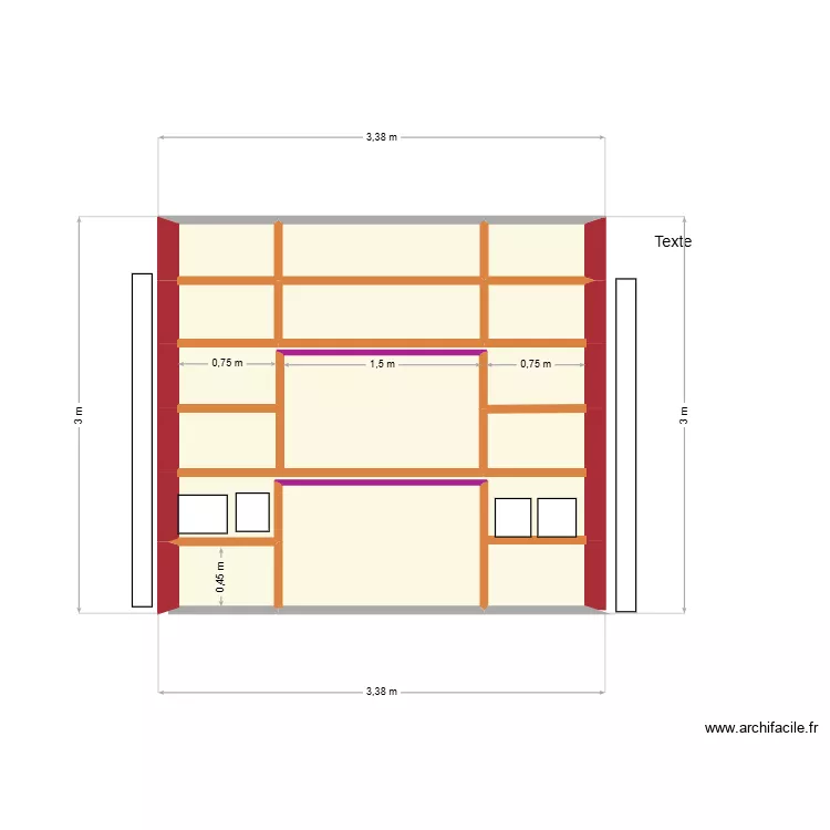Dressing chambre V3. Plan de 14  et 8 m²