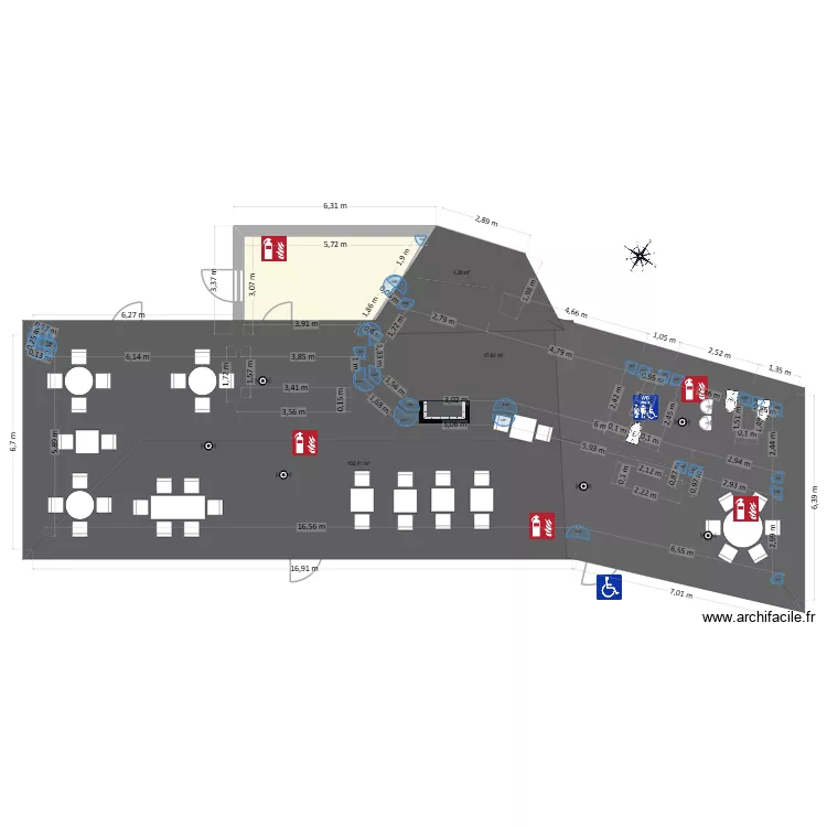 Restaurant V4. Plan de 3 Pièces et 154 m² Restaurant V4. Plan de 3 Pièces et 154 m²