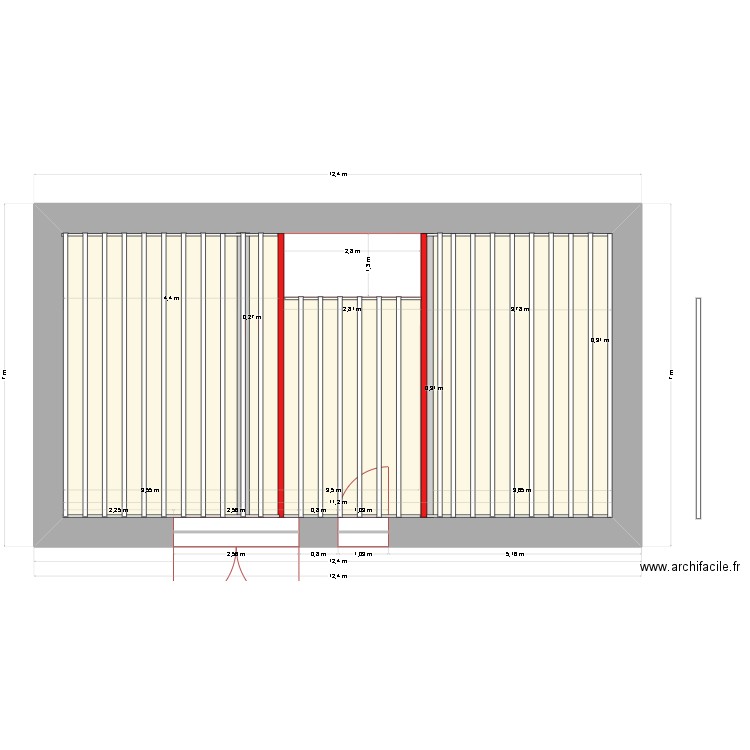 BATIMENT CHARPENTE . Plan de 2 pièces et 130 m2