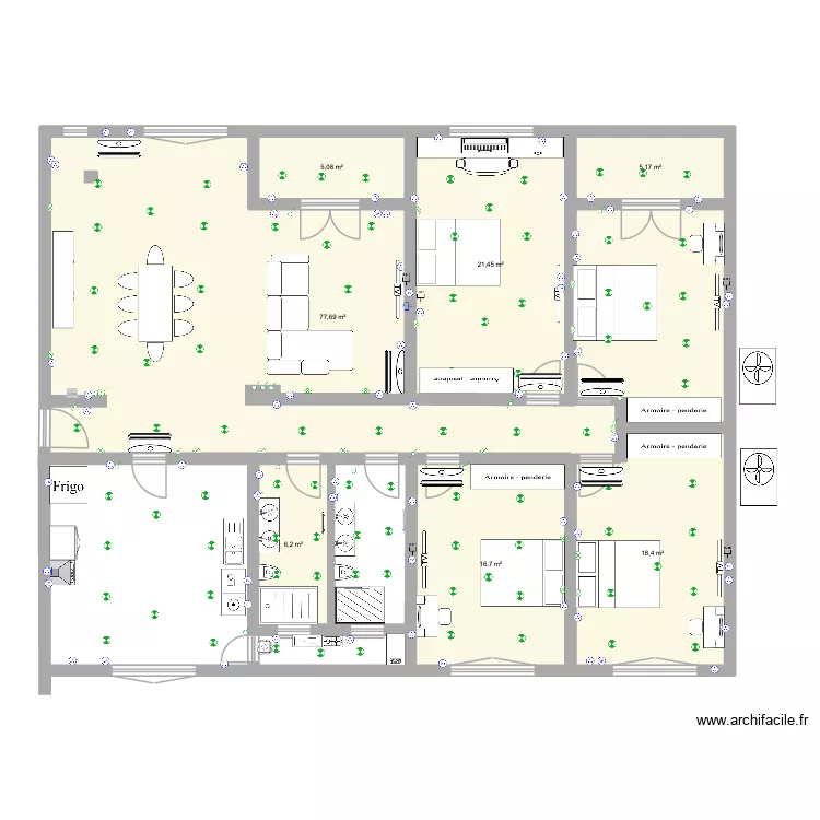 appartement KOUBA 2. Plan de 7  et 151 m²