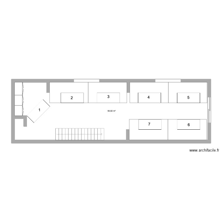 Meunerie Moulin ESPACES MARCHÉ. Plan de 1 pièce et 67 m2