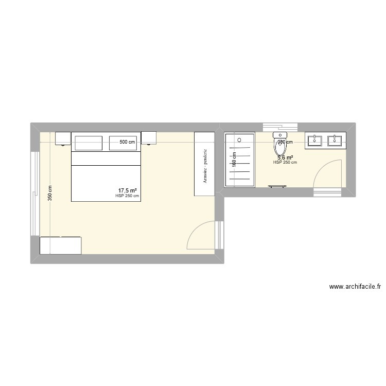 Chb + Sdb. Plan de 0 pièce et 0 m2