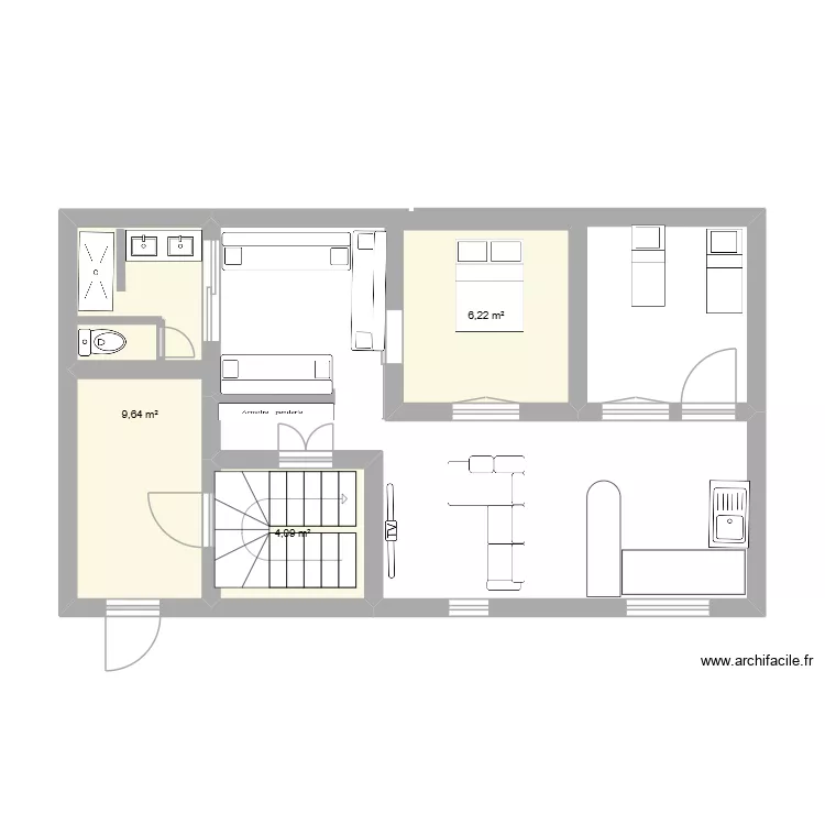 rdc. Plan de 3  et 20 m²