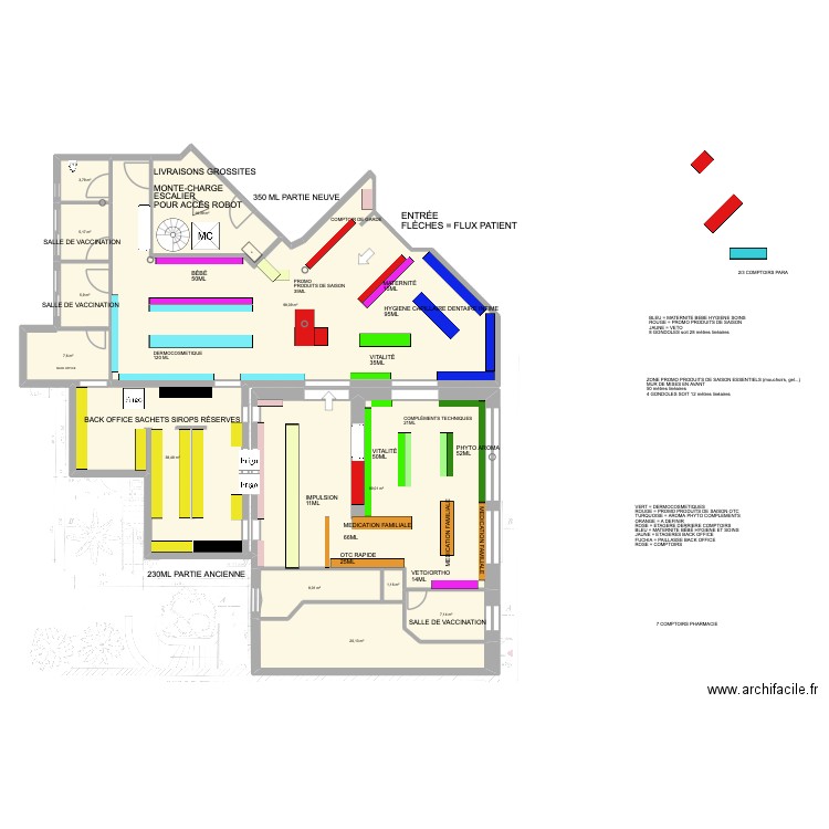 Plan pharmacie Entière 9. Plan de 12 pièces et 281 m2