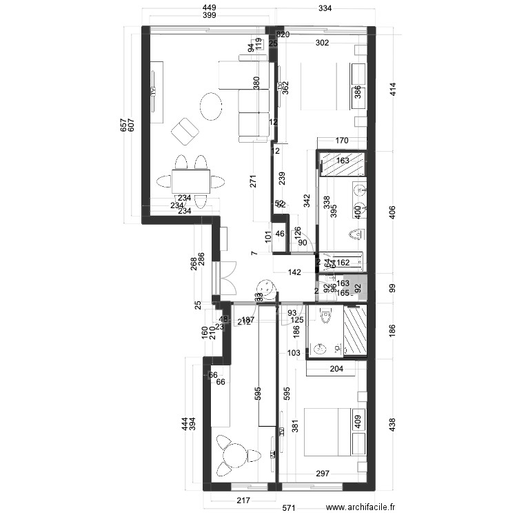 fontainebleau bis. Plan de 5 pièces et 41 m2