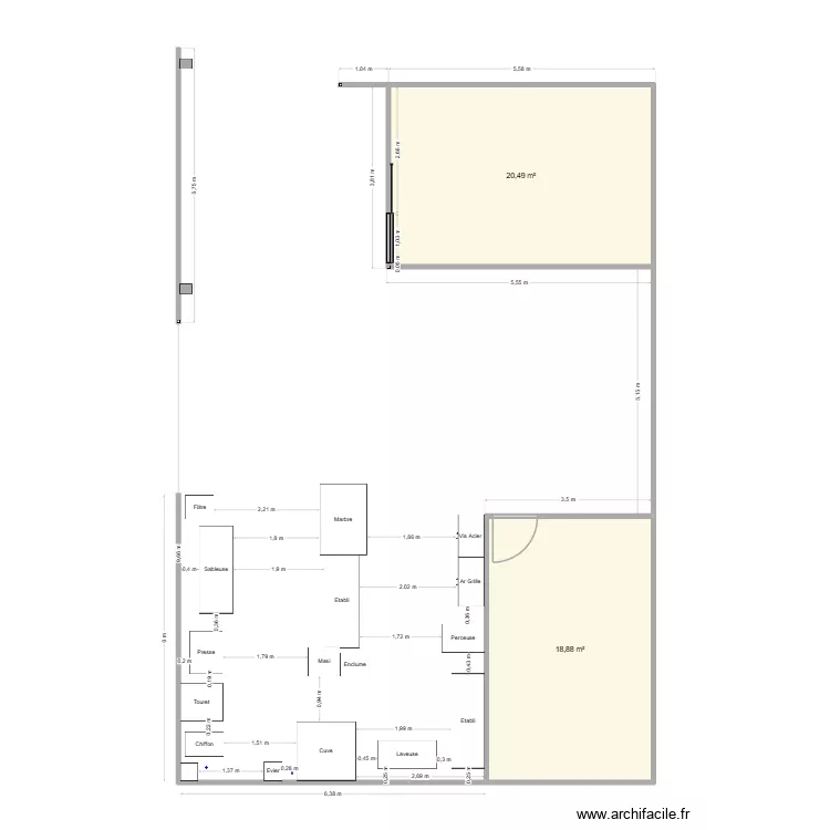 Atelier St Ouen Zone3 Avant. Plan de 2 et 39 m² Atelier St Ouen Zone3 Avant. Plan de 2 et 39 m²