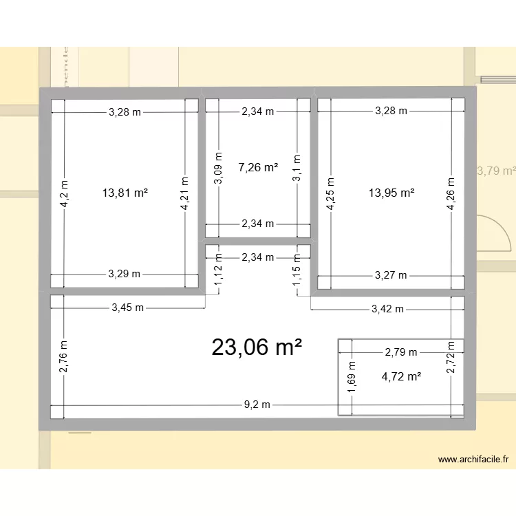 St Martin - Plan bastide. Plan de 13  et 230 m²