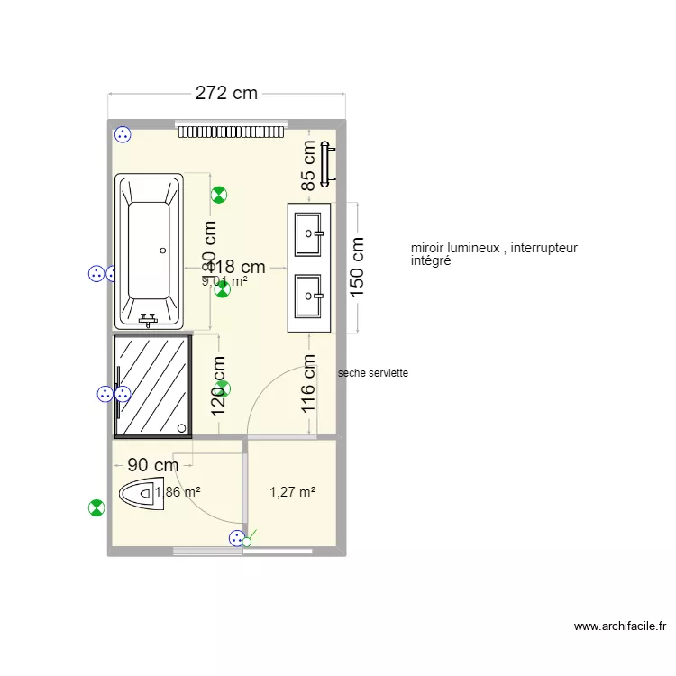 salle de bain. Plan de salle de bain. Plan de