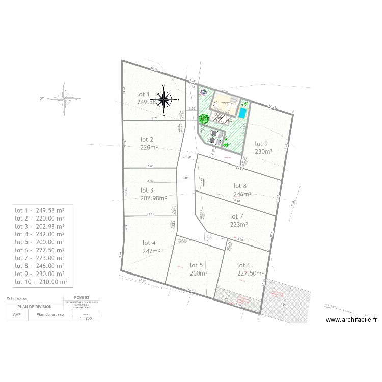 laplaine. Plan de 3 pièces et 200 m2