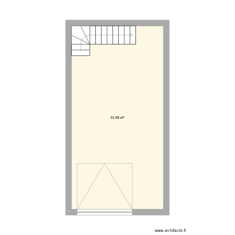 grange. Plan de 1 pièce et 32 m2