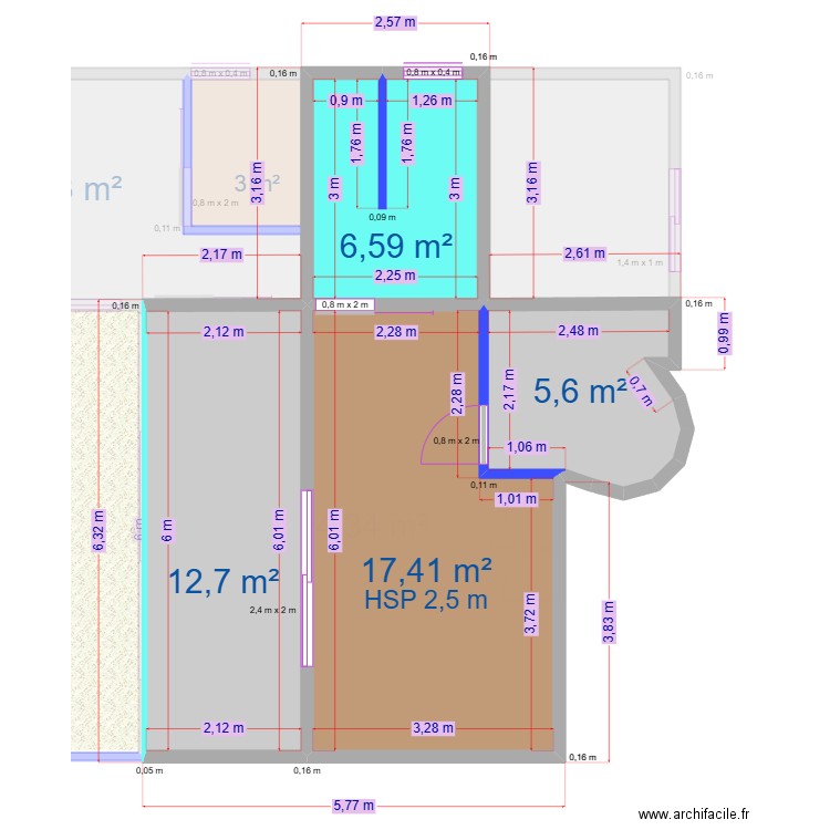 RDC Villa Model V2 Cotation. Plan de 10 pièces et 114 m2