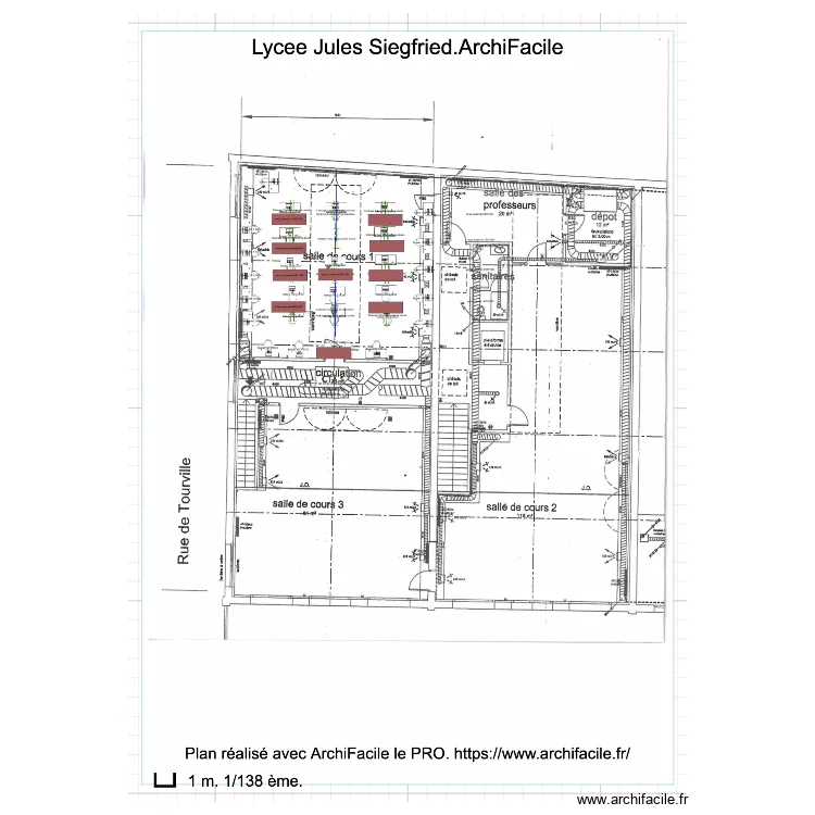 Lyc&eacute;e Jules SIEGFRIED LE HAVRE acoustique. Plan de 
