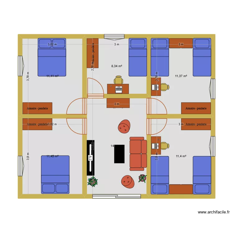 kiki sans etage. Plan de 6 Pièces et 68 m² kiki sans etage. Plan de 6 Pièces et 68 m²